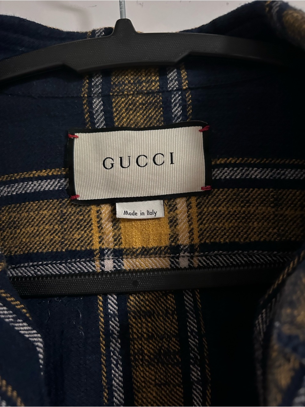 Gucci Yellow and Blue Cotton flannel shirt Wolf Embroidered - Picture 3 of 4